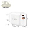 Szybka Ładowarka Sieciowa Tech-Protect NCA45W-GAN 2-Port PD 45W / QC3.0 + Kabel Lightning White